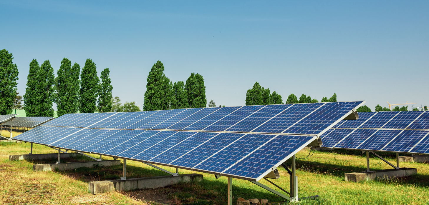 PV system or solar array. Solar panels of a Solar farm.
